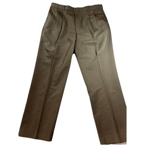 Geoffrey Beene Men's 36x32 Poly Blend Taupe Pleated Dress Pants Trousers